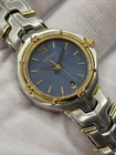 25MM [BRAND NEW] 1990 Seiko Vintage watch 2 Tone Blue Face Elegant Date JAPAN