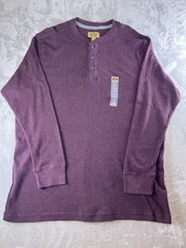 The Foundry Shirt Men's 2XLT Burgundy LS Cotton Henley Heavyweight Big & Tall