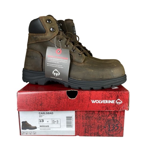 Wolverine Men’s Carlsbad Waterproof 6" Steel-Toe Work Boot Shoes Size 13
