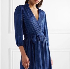 ALICE + OLIVIA blue stripe Katina belted midi dress sz 10