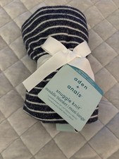 Aden  Anais Navy White Baby Snuggle Knit Swaddle Blanket VERY SOFT NWT