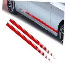 2PCS Sports Racing Stripe Graphic Stickers, Car Decals, Auto Body Side Red