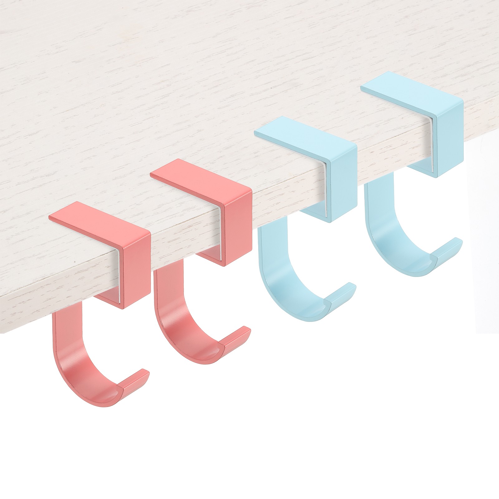 4Pcs Purse Hook for Table, 5-shaped Purse Hanger for Desk, Pink/Blue