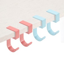 4Pcs Purse Hook for Table, 5-shaped Purse Hanger for Desk, Pink/Blue
