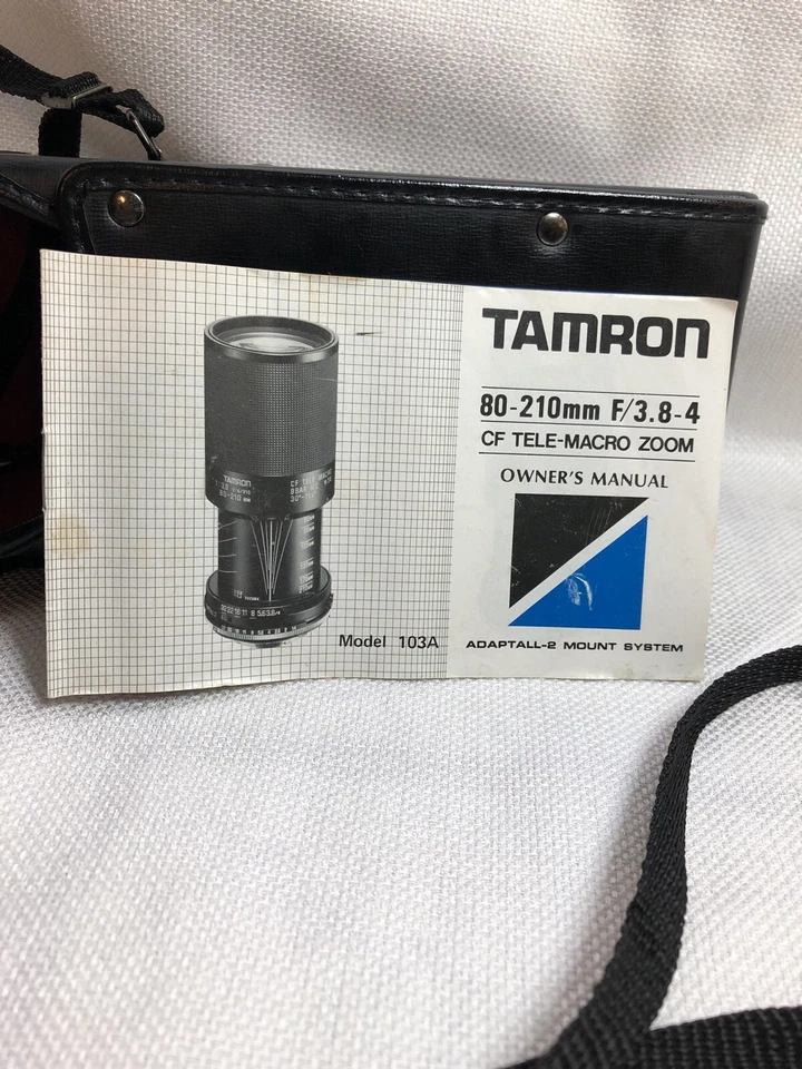 Lente y estuche Tamron 1:38 80-210 mm CF para manual del propietario de Nikon y parasol Foto 2 de 4