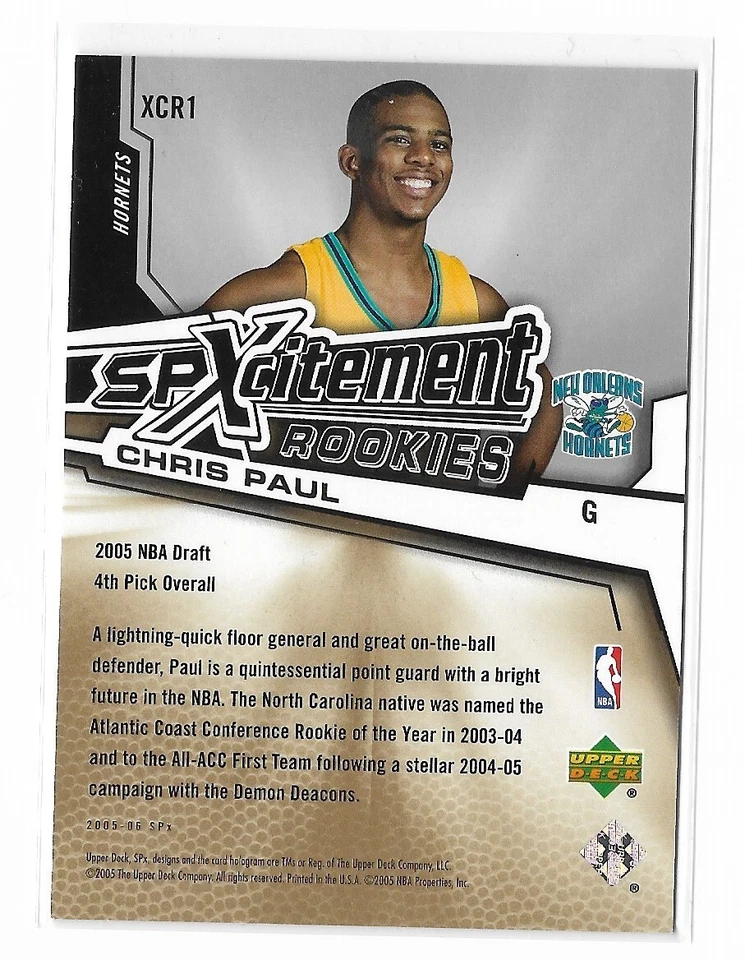 2005-06 Upper Deck SPXCITEMENT ROOKIES Chris Paul RC/1999 - Image 2 of 2