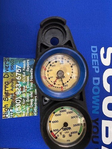 Tekna Depth/ Pressure gauge , In-Line Gauge Scuba Diving used