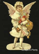 German Embossed Vintage Style Scrap Die Cut - Large Christmas Angels  BK5151