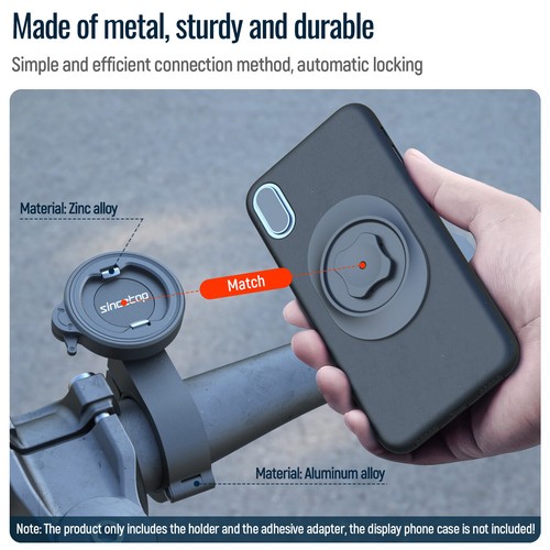 Bike Phone Mount,Motorcycle Phone Holder with Universal Adapter【Series C - Gen1】 - Picture 5 of 10