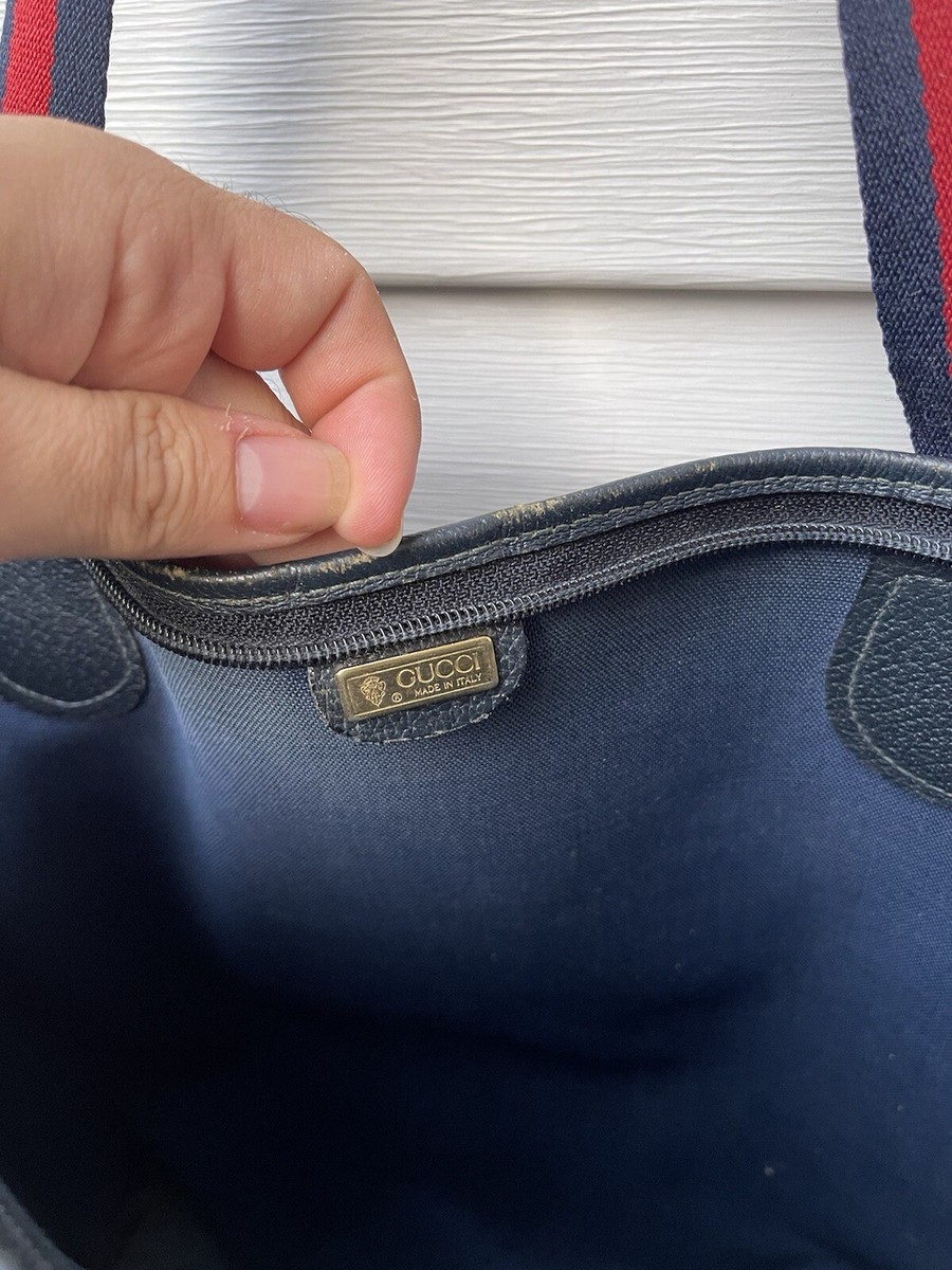 Authentic GUCCI vintage Old Gucci Shelly Line Tote Bag