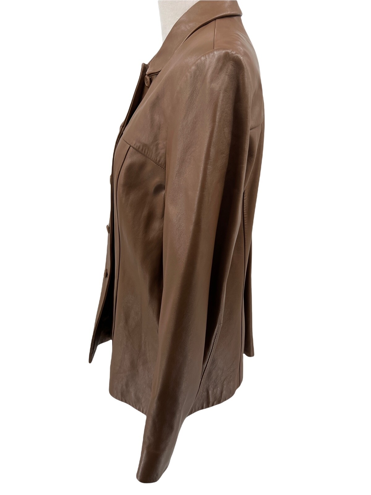 Pendleton Brown 100% Leather Button Front Collare… - image 4