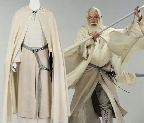 New LOTR Gandalf White Costume The Lord of the Rings Wizard Outfit Cosplay Suit - Picture 1 of 18