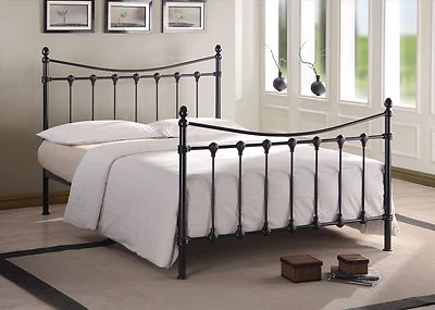 DURATRIBE Florida Metal Bed Frame in Black or Ivory Finish - Single, Double, King Sizes