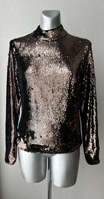 Ted Baker Lovato Long Sleeve Dressy Sequin Top Brown Size 2 Medium NWT $195