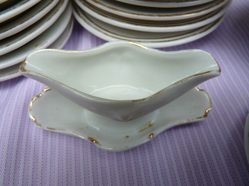 Antique Miniature Dinner Set Service Childs Gilt Trim Porcelain 33 pieces - Picture 23 of 24