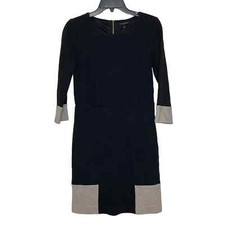 Banana Republic Women 4 Thick Knit Sheath Dress Back Zip Colorblock 3/4 Sleeve
