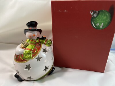 VTG. 2 Way Lightup Snowman Figurine with Flameless Candle (Take 2 AA Batteries)