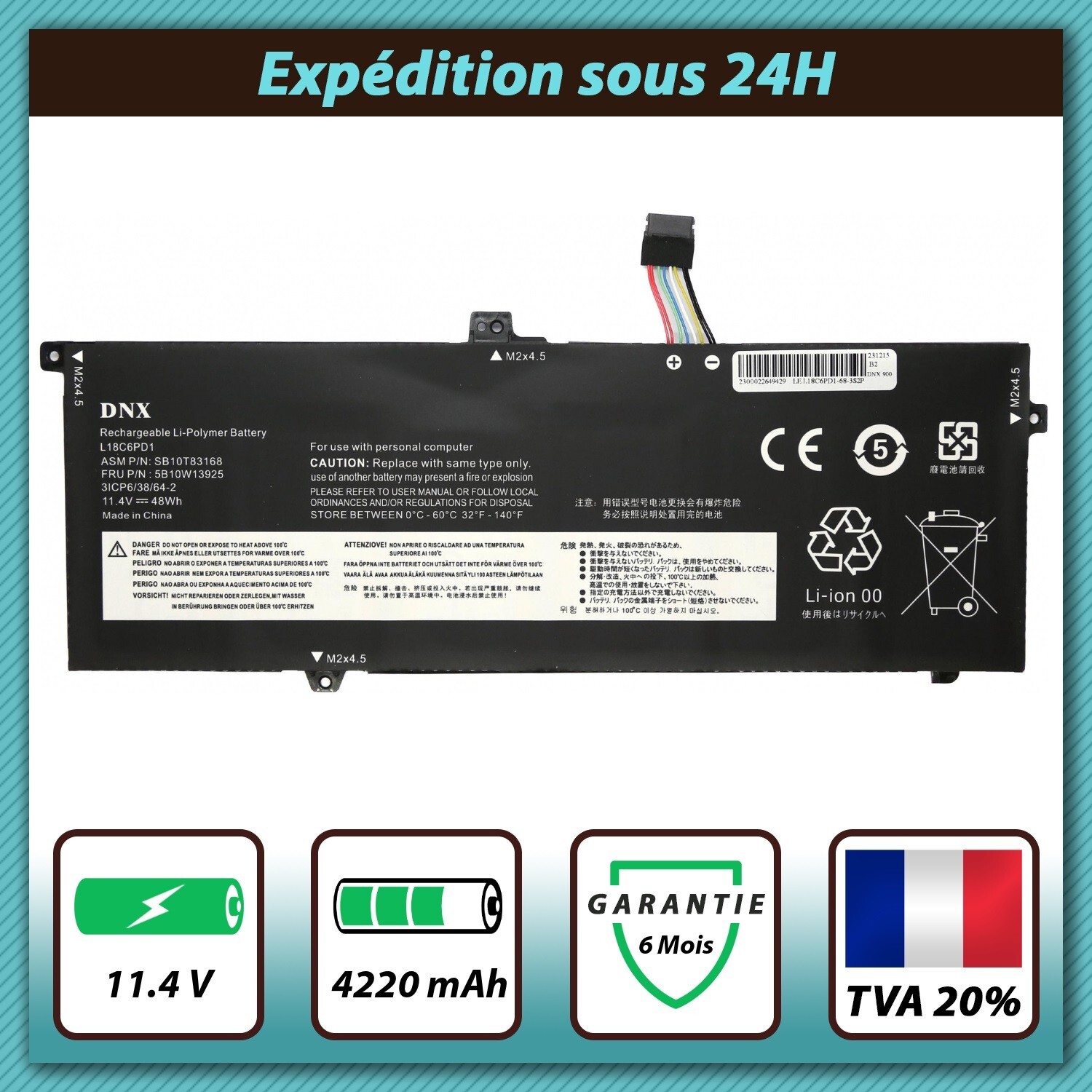 Batterie ThinkPad X13 1st Gen Lenovo pour travailler en déplacement sans interruption