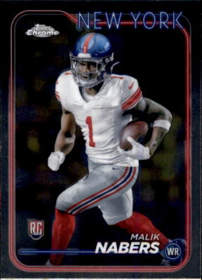Card 205 - Malik Nabers - New York - Rookie RC Base - Topps Chrome Football 2024