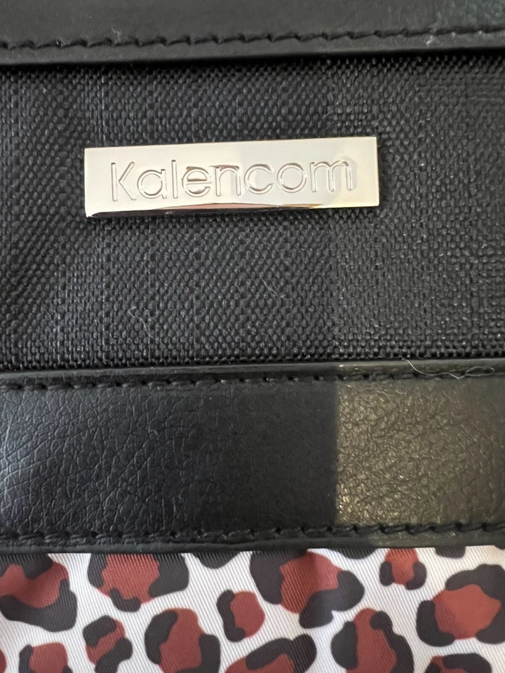 Kalencom Nola Tote Diaper Bag Large Leopard Print Black W/ Changing Pad & Pouch - Image 3 of 4