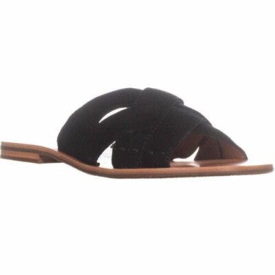 FRYE Carla Criss Cross Open Toe Casual Slide Sandals Black Size