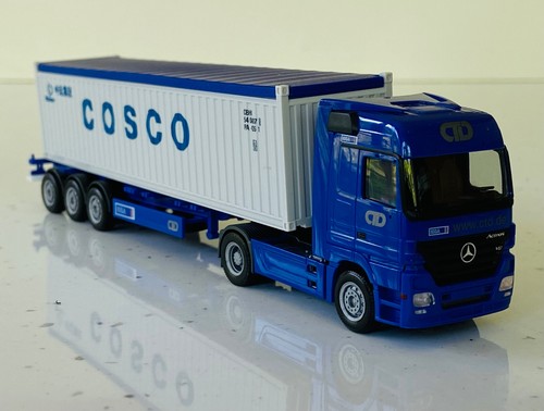 Herpa 154765 MERCEDES BENZ ACTROS V8 CTD CONTAINER TPT + COSCO OPEN TOP 40' BOX - Picture 3 of 21