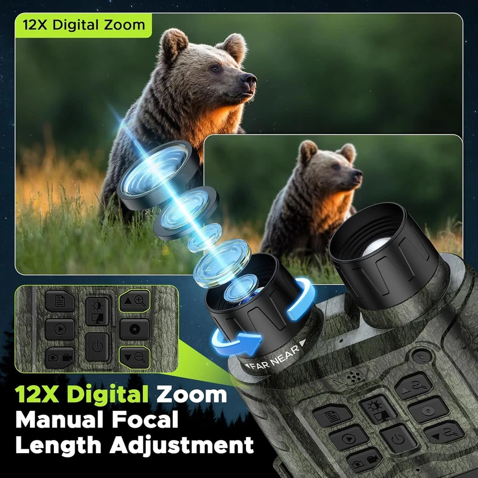 4K Night Vision Goggles 112MP Infrared Digital Binoculars 12X Zoom for Darkness - Image 4 of 4