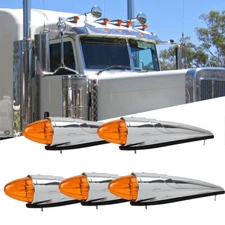 LED Amber Torpedo Cab Marker Roof Running Top Light Lamps For Kenworth Peterbilt