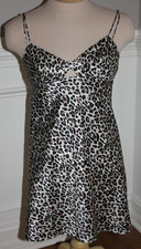 Victoria's Secret Small Cheetah slip cami Lingerie Gown Nightie short bow cutout