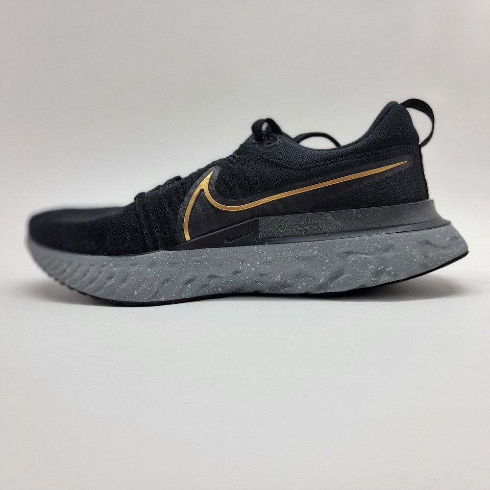 Nike React Infinity Run Flyknit 2 Men's Running Shoes Size 11.5 Black Gold CT2357-009  