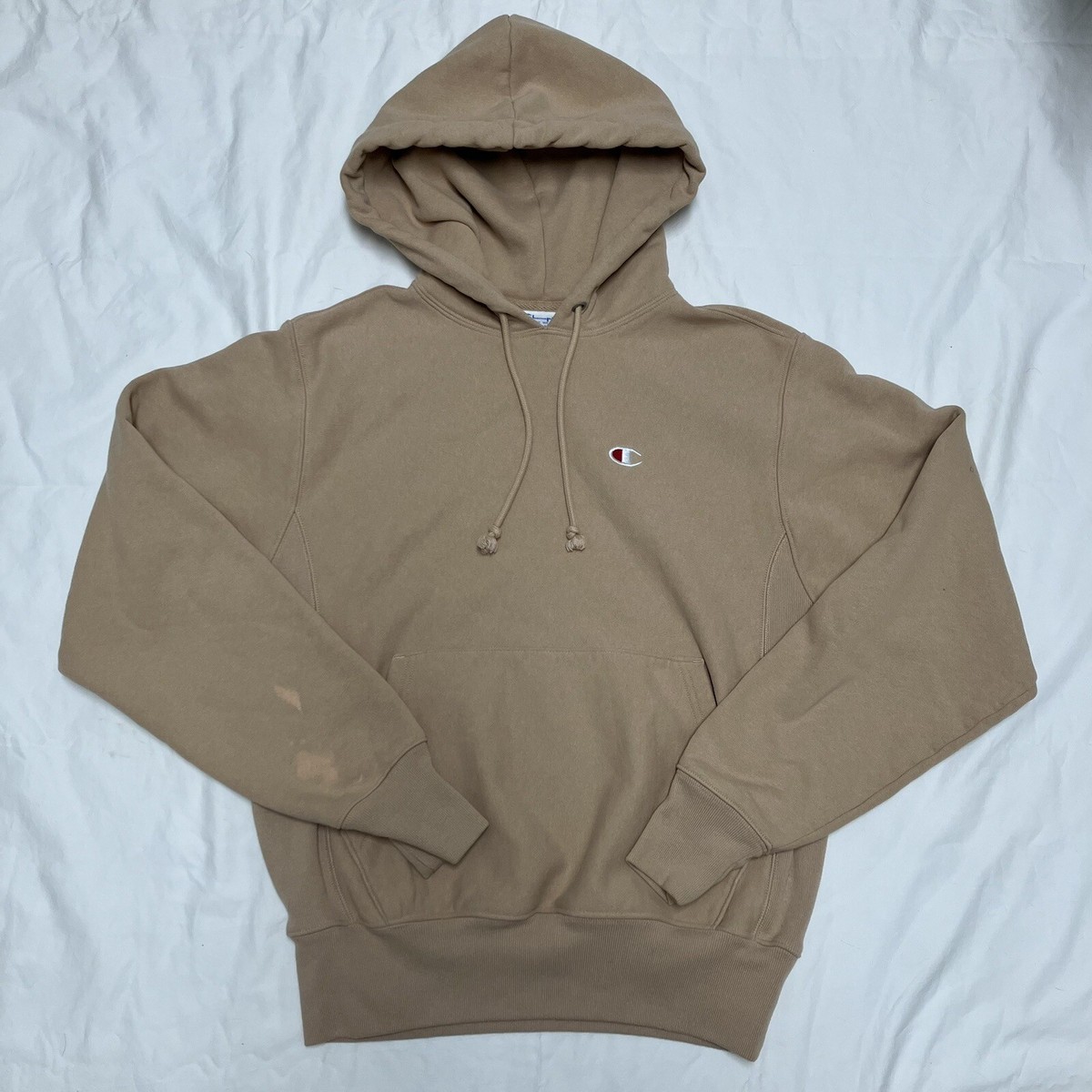 Champion Reverse Weave Hoodie Size Small Tan Beige Brown Sweatshirt  Embroidered | eBay