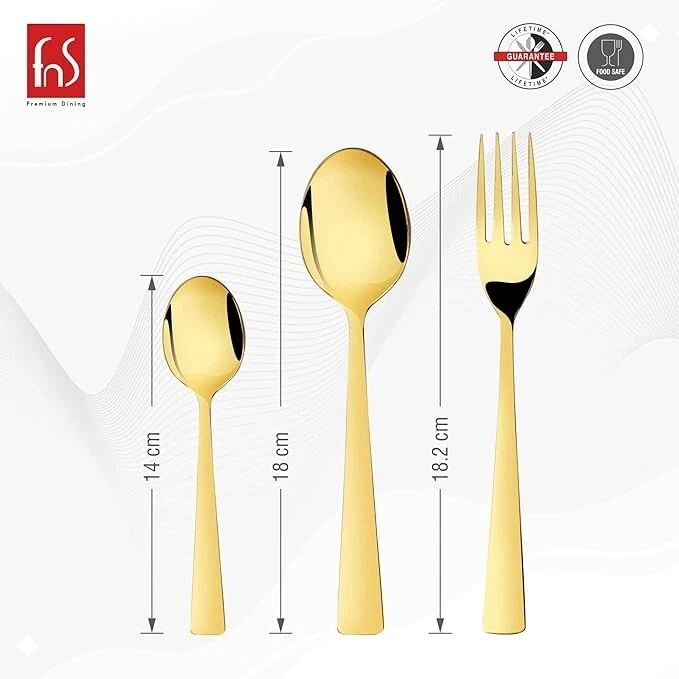 Juego de cubiertos de acero inoxidable dorado de 18 piezas con polipiel con caja regalo Foto 3 de 4