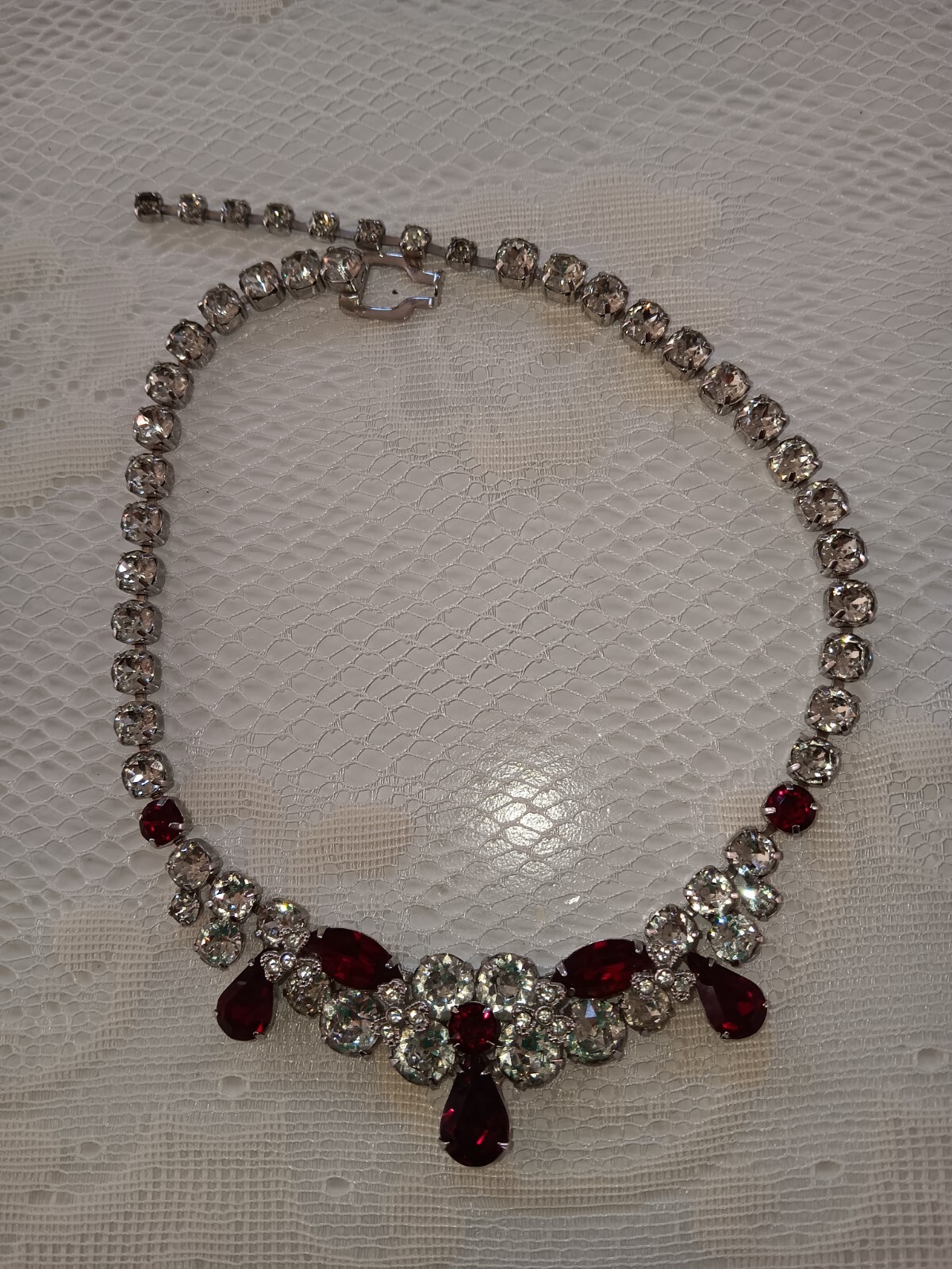 EISENBERG ICE RHINESTONE NECKLACE RED & CLEAR eBay