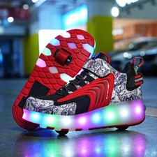 Led Light up Roller Skates Shoes Sport Sneaker Boys Girls Kids Rechargeable