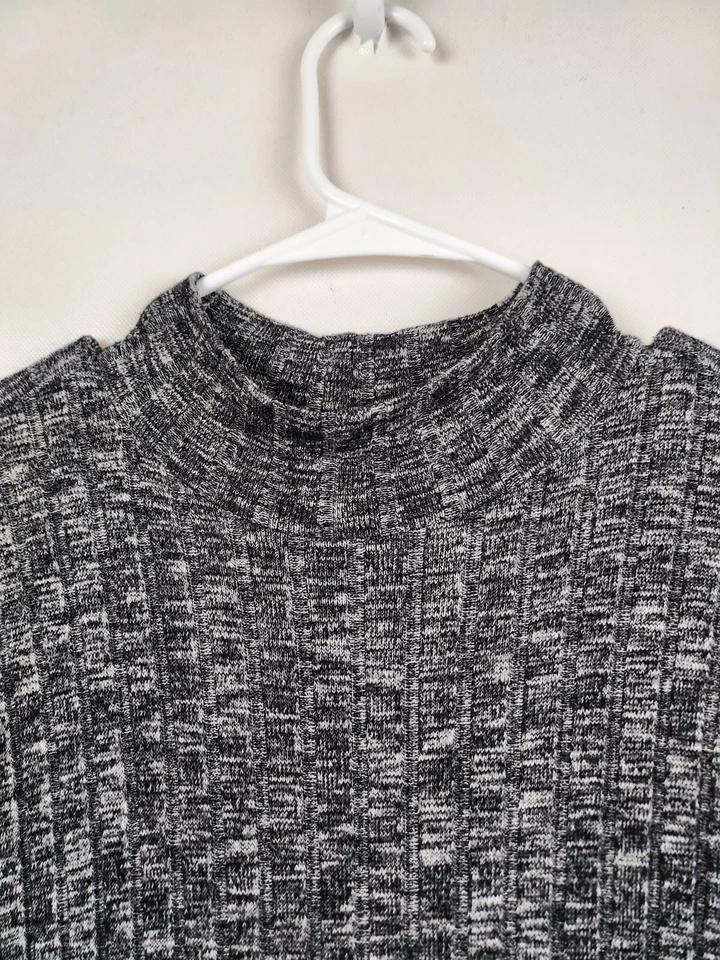 Flamingo Urban Womens Sweater Dress Medium Gray Mock Neck Long Sleeve BOHO Midi - Imagem 3 de 4