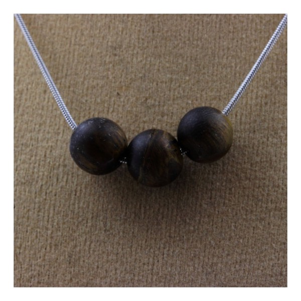 Mineralien Und Edelsteine. Halskette 3 Perlen Tigerauge Matt 8 Mm Kette-image