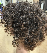 Soft Curly Afro Wig With Bangs, 14", Synthethic, Ombre