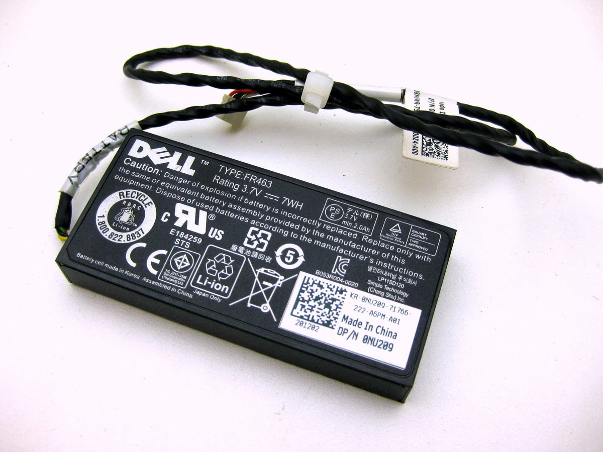 Genuine DELL FR463 Battery 0NU209 NU209 3.7V +Cable for H700 PERC 5i 6i