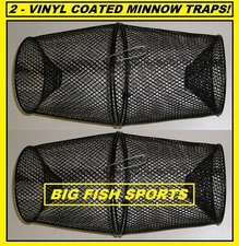 TWO EAGLE CLAW Crawfish/Minnow Bait Traps- Vinyl Coated Metal- TR601- SET OF 2 