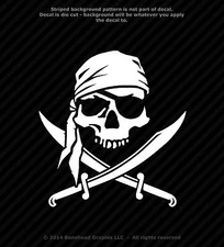 Pirate Skull & Cross Swords Jolly Roger Vinyl Decal Sticker Warning - 25 Colors