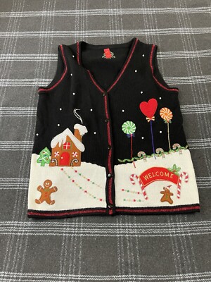 Hansel Gretel Stylish It's Our Time Christmas Sweater Vest Size M