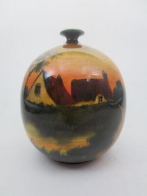 Antique Royal Bonn Franz Mehlem Bulbous Rural Scene 5'' Bud Vase  - (#900-616)