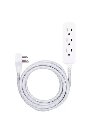 Cordinate Designer Extension Cord, 3 Grounded Outlets, 10-foot Cord and Low-Prof