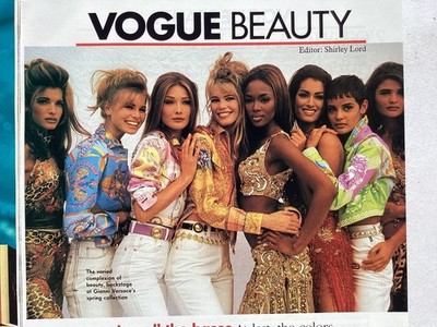 March 1992 Vogue Magazine Karen Mulder Naomi Campbell Manolo