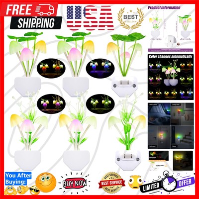 6 Pack LED Mushroom Night Lights - Automatic Color Changing Decor for Any Room