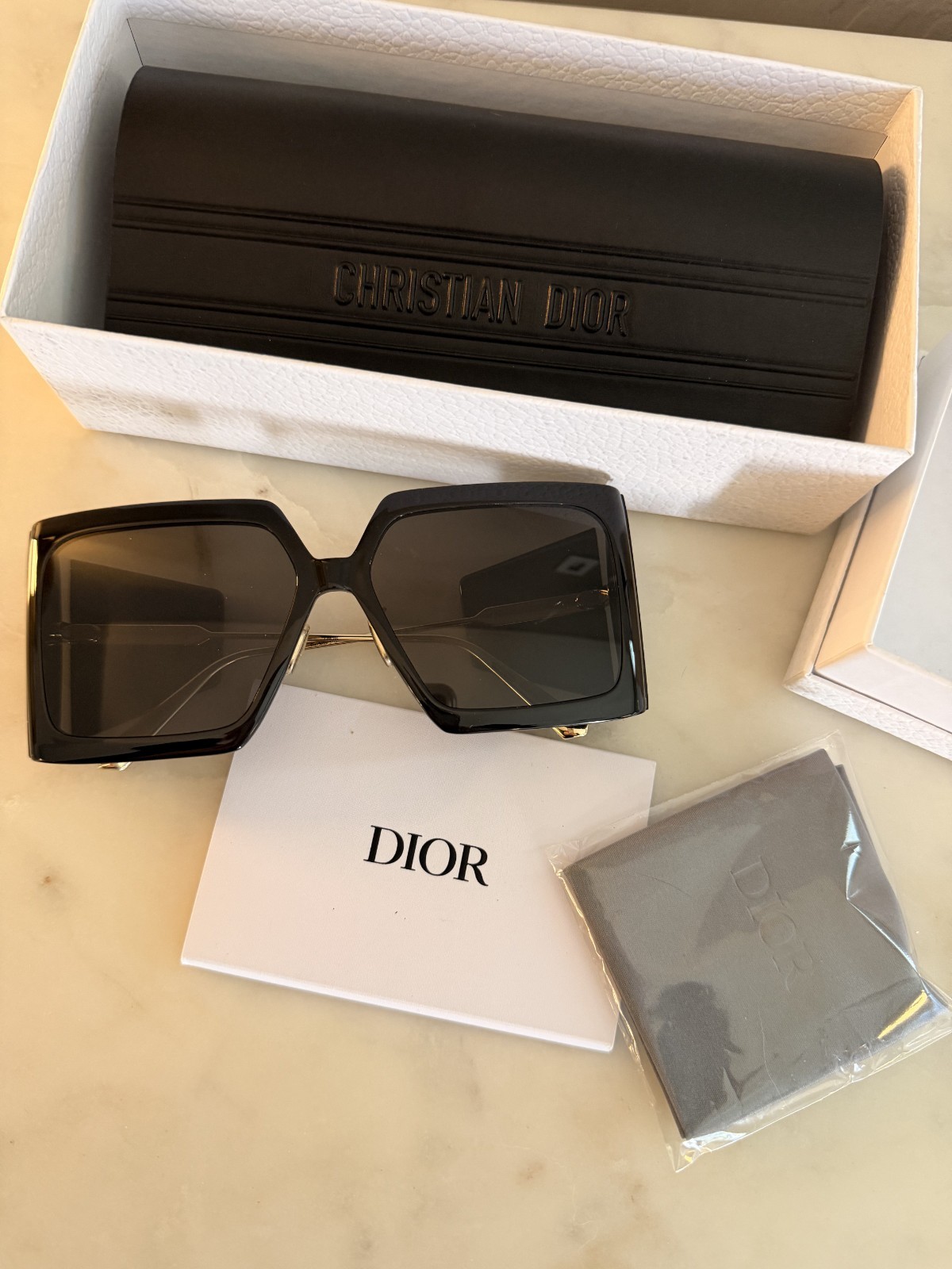 Dior 30Montaigne Oversized Square Sunglasses - Black Authentic - NWT