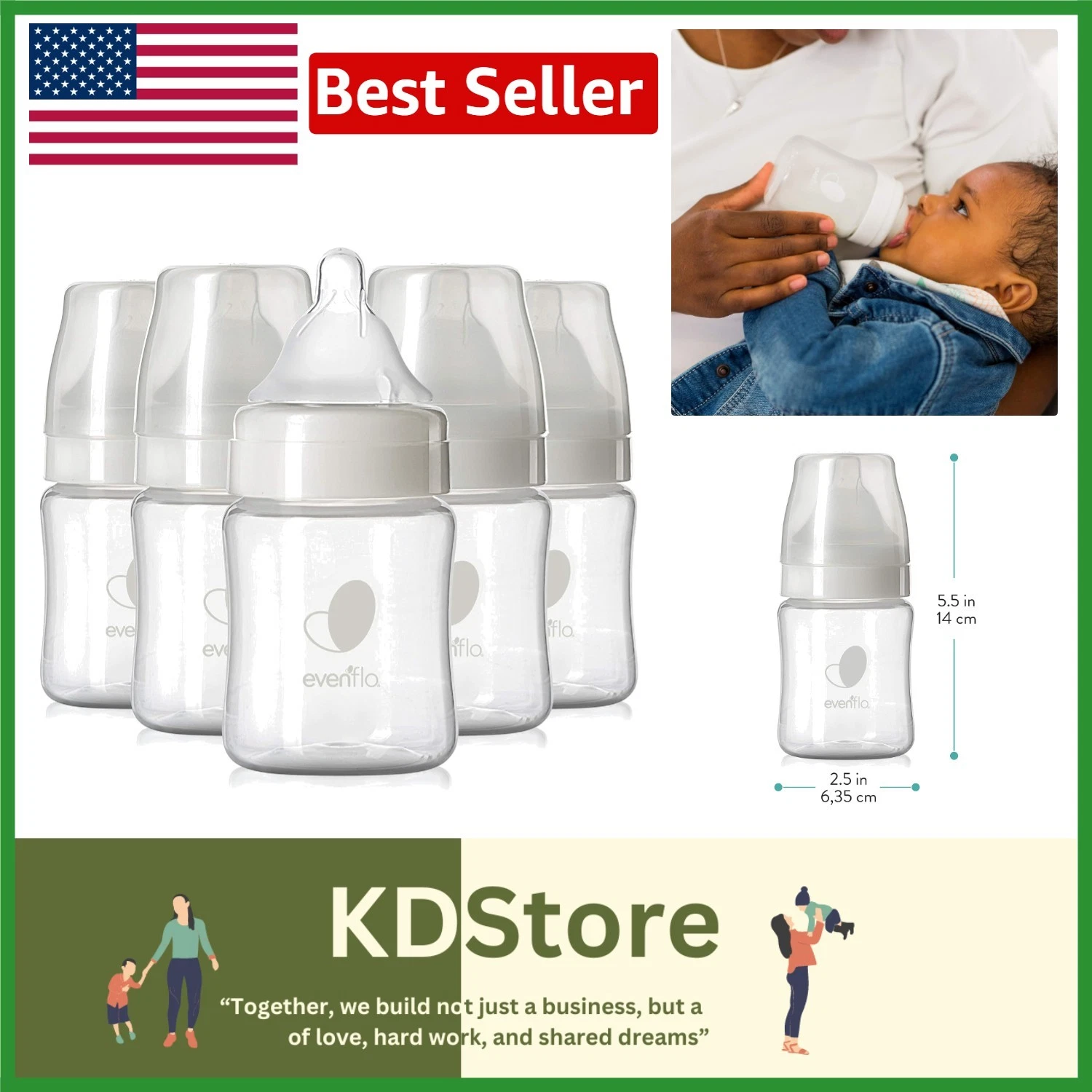 Evenflo Proflo Venting Wide Neck Baby Bottles – Gentle Flow, Anti-Colic, Eas...
