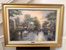  RARE Thomas Kinkade Carmel Sunset On Ocean Avenue A/P Signed Canvas COA 36”x24”