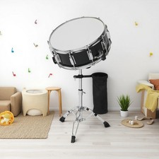 14 x 5.5-Inch Snare Drum Set - Stand, Drumsticks, Strap Wrench, Metal, Black