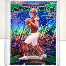 2024 Panini Prizm Jayden Daniels #24 Fireworks Green Prizm Rookie Card